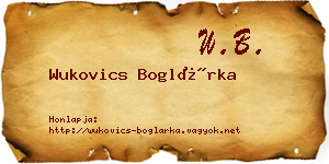 Wukovics Boglárka névjegykártya